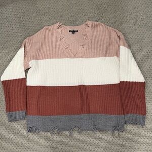 Colorblock V-Neck Sweater
